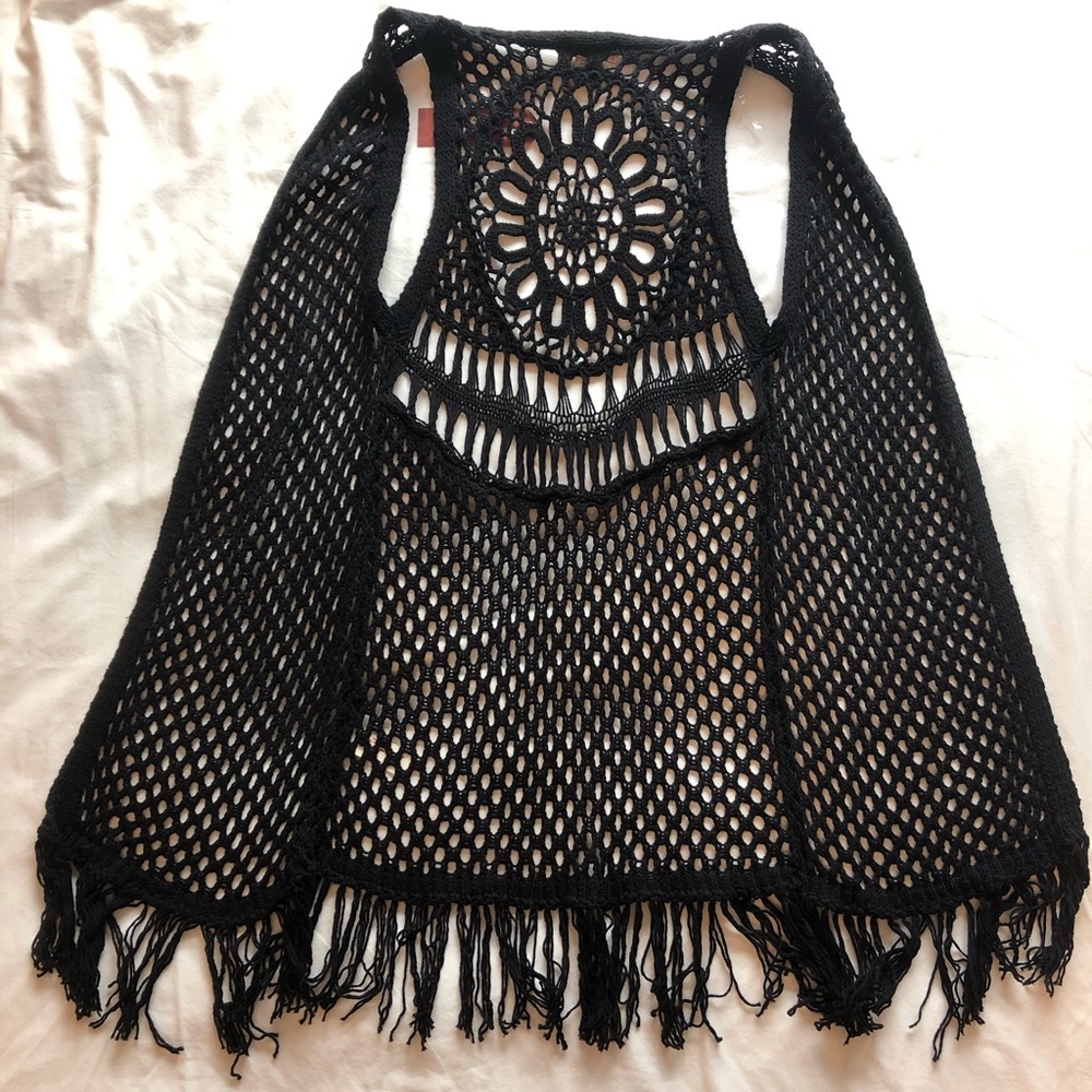 Arizona Jeans Brand Crochet Cardigan Boho Vest XS